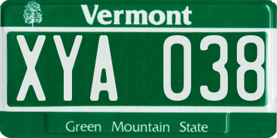 VT license plate XYA038