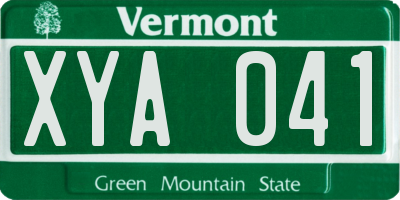VT license plate XYA041