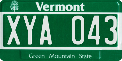 VT license plate XYA043