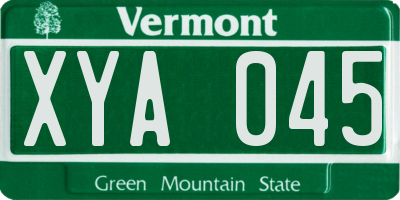VT license plate XYA045