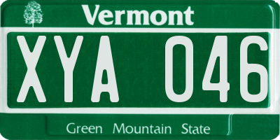 VT license plate XYA046