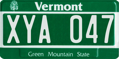 VT license plate XYA047