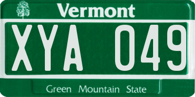 VT license plate XYA049
