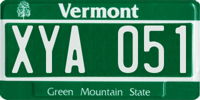VT license plate XYA051