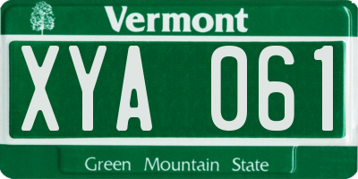 VT license plate XYA061