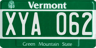 VT license plate XYA062