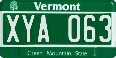 VT license plate XYA063