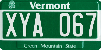 VT license plate XYA067