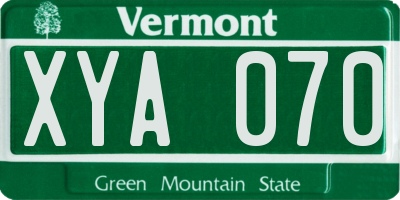 VT license plate XYA070
