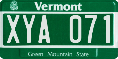 VT license plate XYA071