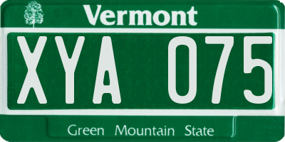 VT license plate XYA075