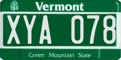 VT license plate XYA078