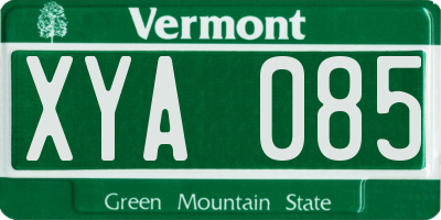VT license plate XYA085