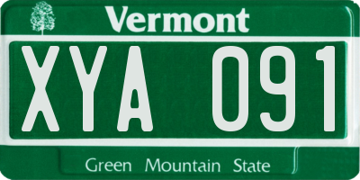VT license plate XYA091