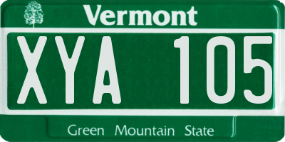VT license plate XYA105