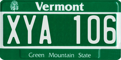 VT license plate XYA106