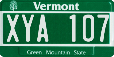 VT license plate XYA107
