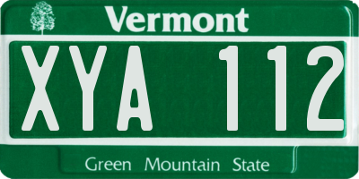 VT license plate XYA112