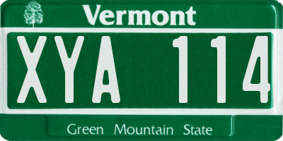 VT license plate XYA114