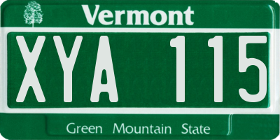 VT license plate XYA115
