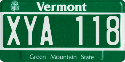 VT license plate XYA118