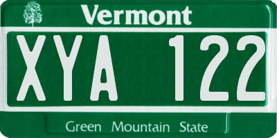 VT license plate XYA122