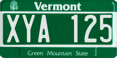 VT license plate XYA125