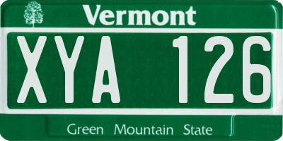 VT license plate XYA126