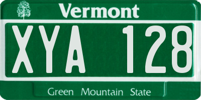 VT license plate XYA128
