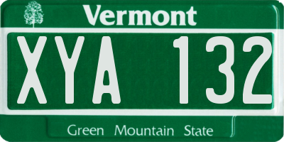 VT license plate XYA132