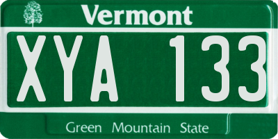 VT license plate XYA133