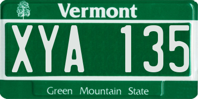 VT license plate XYA135