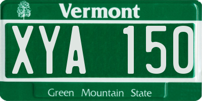 VT license plate XYA150