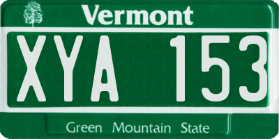 VT license plate XYA153