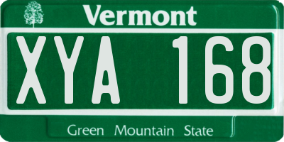 VT license plate XYA168