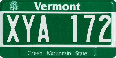 VT license plate XYA172