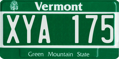 VT license plate XYA175
