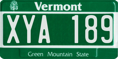 VT license plate XYA189