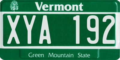 VT license plate XYA192