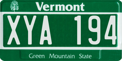 VT license plate XYA194