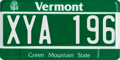 VT license plate XYA196