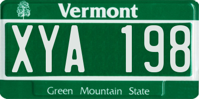 VT license plate XYA198