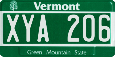VT license plate XYA206