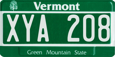 VT license plate XYA208