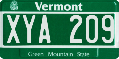 VT license plate XYA209