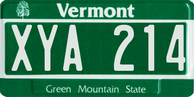 VT license plate XYA214