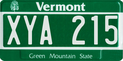 VT license plate XYA215