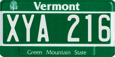 VT license plate XYA216