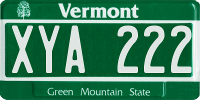 VT license plate XYA222