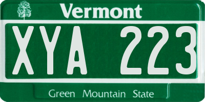 VT license plate XYA223